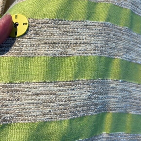 Lafayette 148 Blazer Jacket Womens Green Cream Stripe Linen Blend 3X - Picture 7 of 13